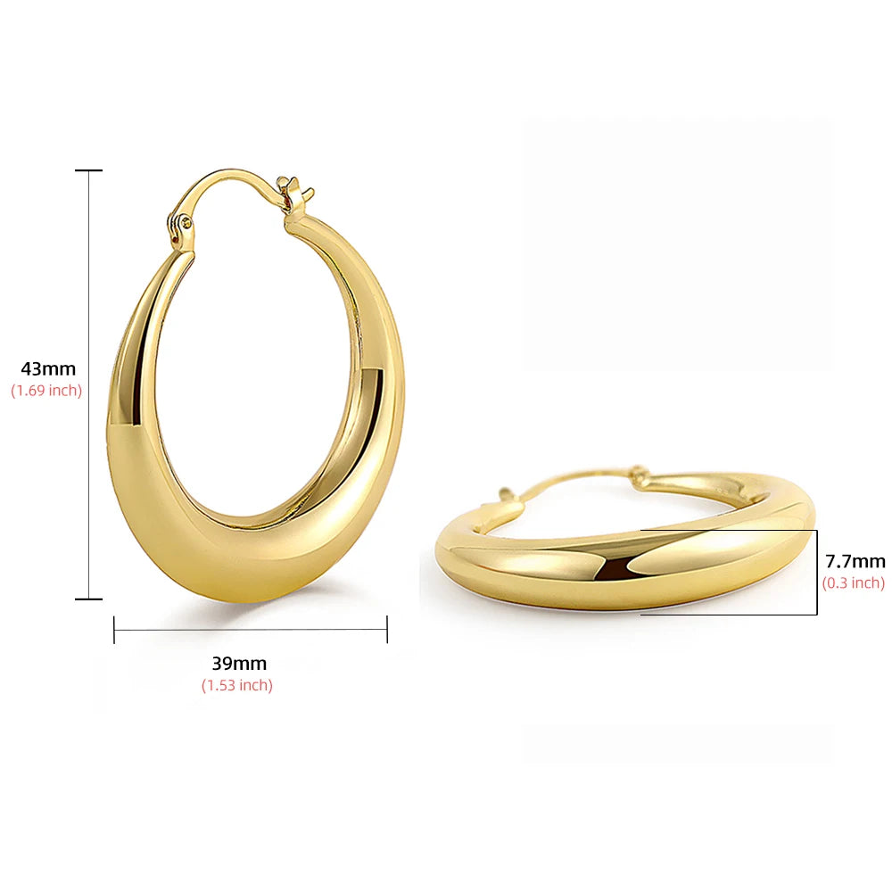 18K Gold Plated Retro Chunky Hoop Earrings