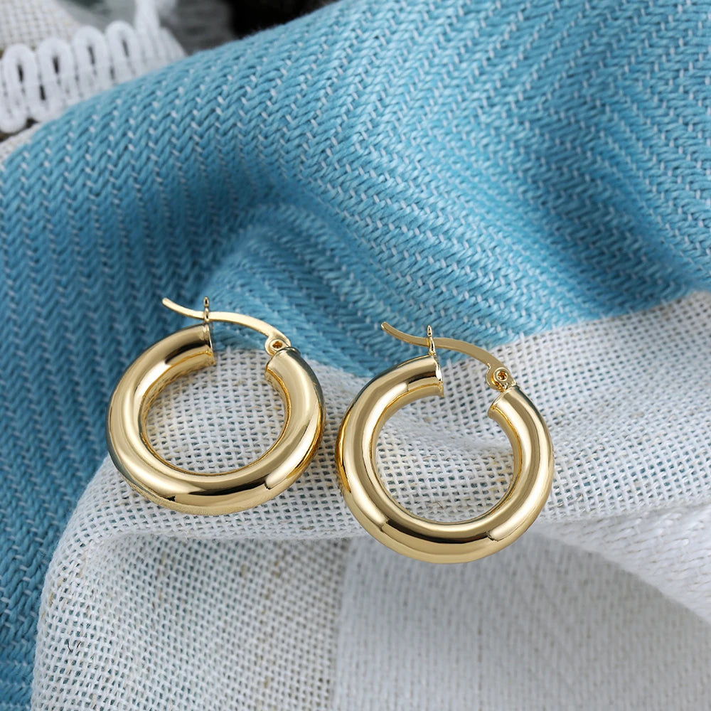 18K Gold Plated Retro Chunky Hoop Earrings