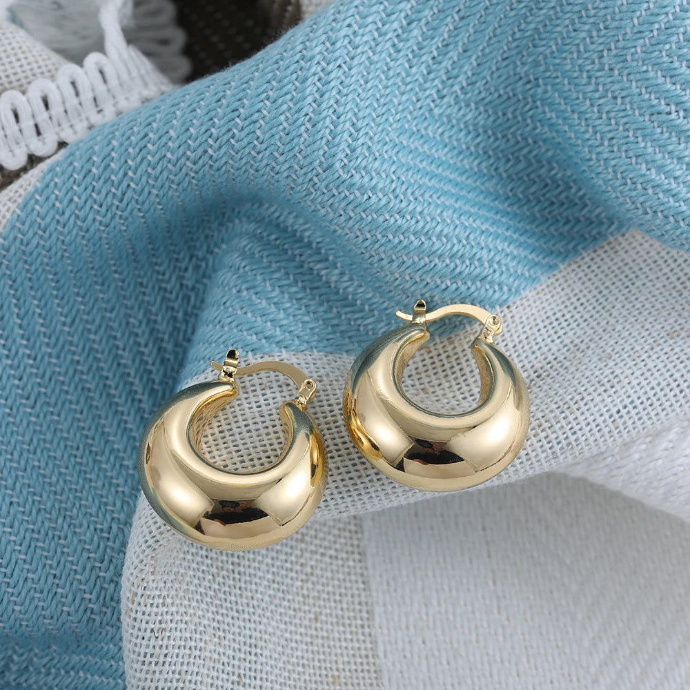 18K Gold Plated Retro Chunky Hoop Earrings